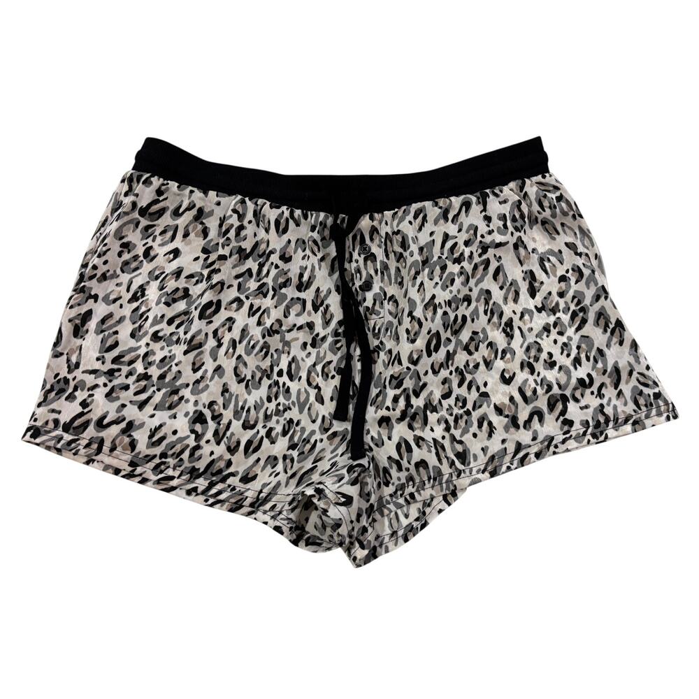 BARE NECESSITIES Womens Satin Sleep Shorts Animal Print Gray White M
